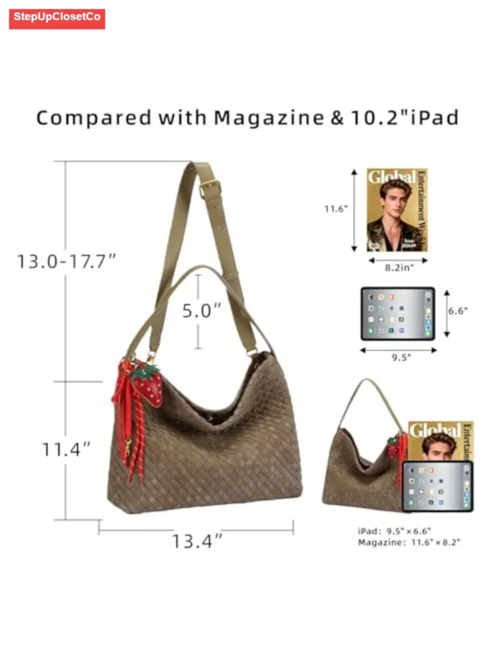 Woven Suede Shoulder Bag Hobo Tote Satchel Crossbody Purse Work Travel
